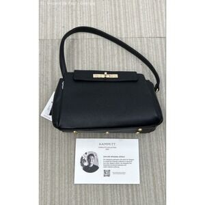 Hammitt Charlotte Medium Crossbody Black Pebbled Leather Gold Acc. Purse Bag NEW